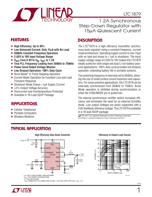<?=LTC1879?> डेटा पत्रक पीडीएफ