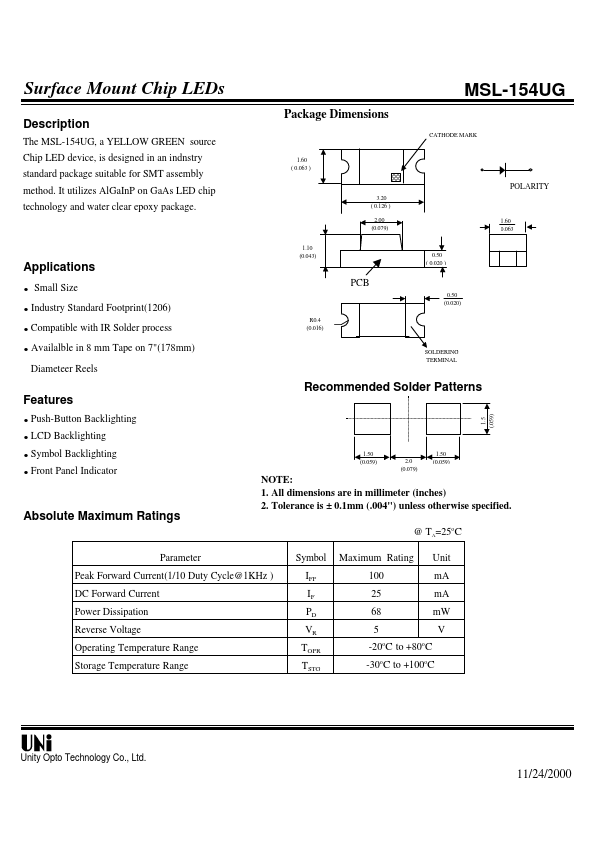 MSL-154UG Unity Opto Technology