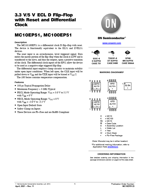 MC10EP51 ON Semiconductor