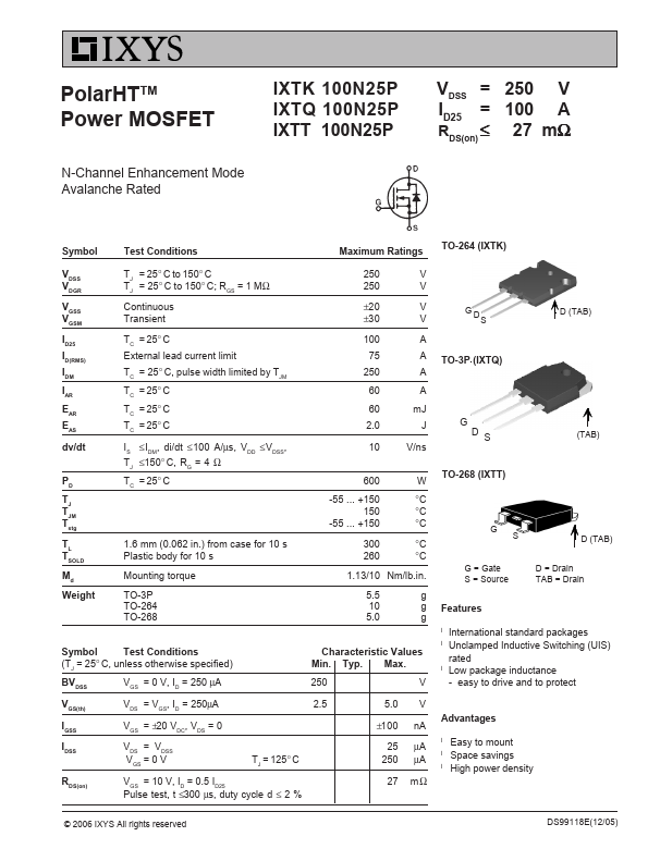 IXTT100N25P