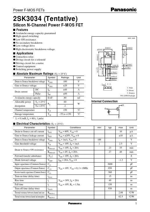 2SK3034 Panasonic Semiconductor