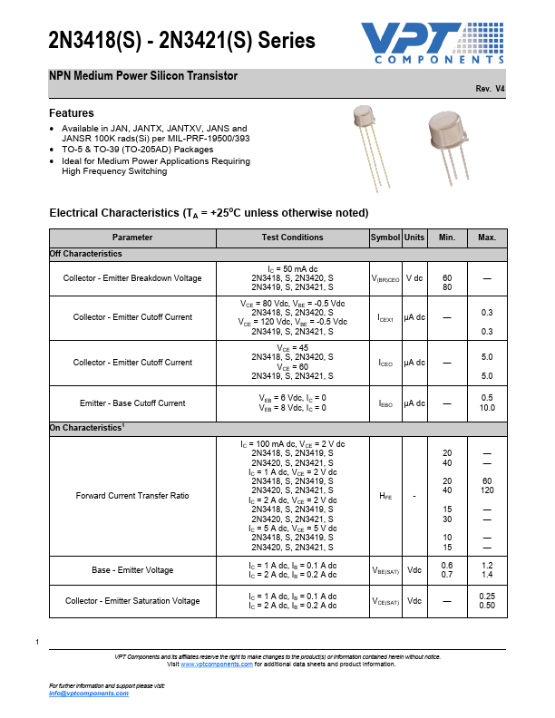 2N3418 VPT