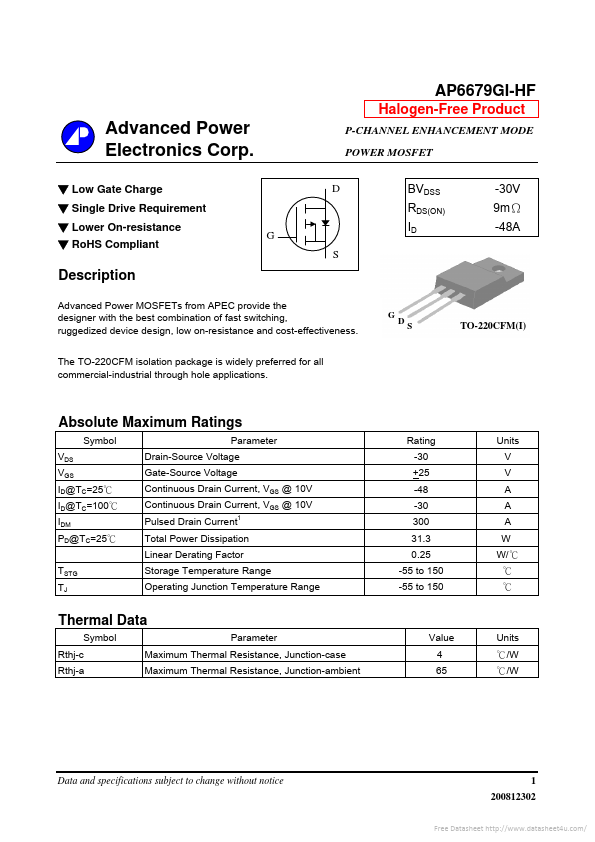 AP6679GI-HF Advanced Power Electronics