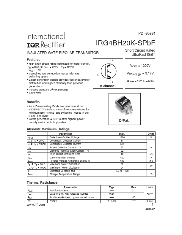 IRG4BH20K-SPbF International Rectifier