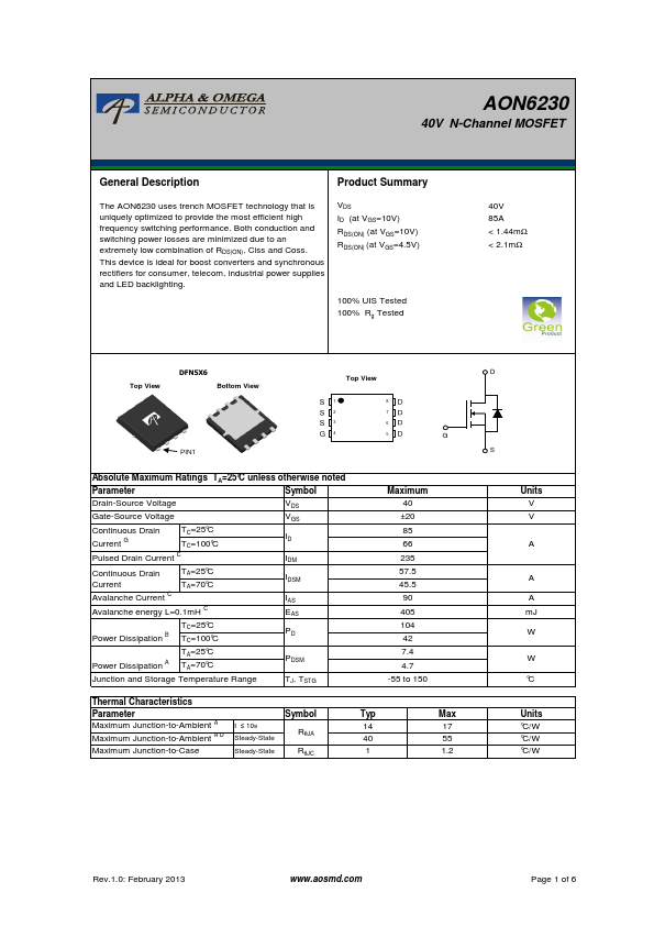 AON6230 Alpha & Omega Semiconductors