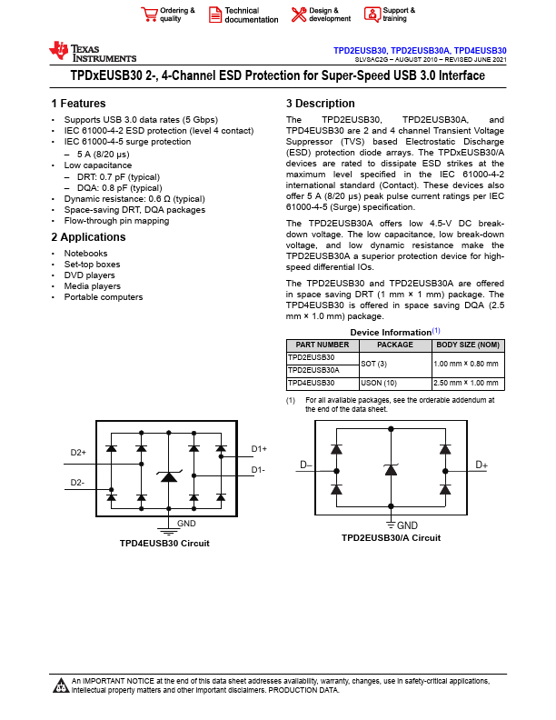 <?=TPD2EUSB30A?> डेटा पत्रक पीडीएफ