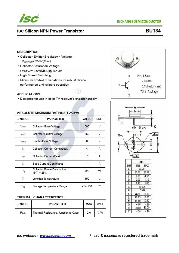 BU134 Inchange Semiconductor