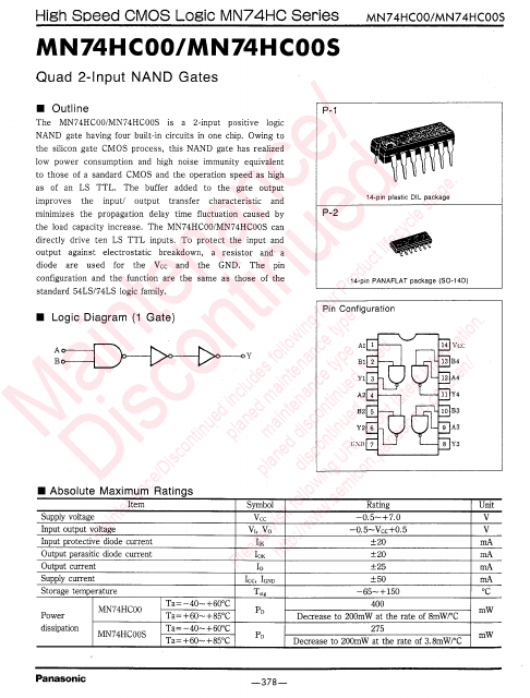 MN74HC00 Panasonic