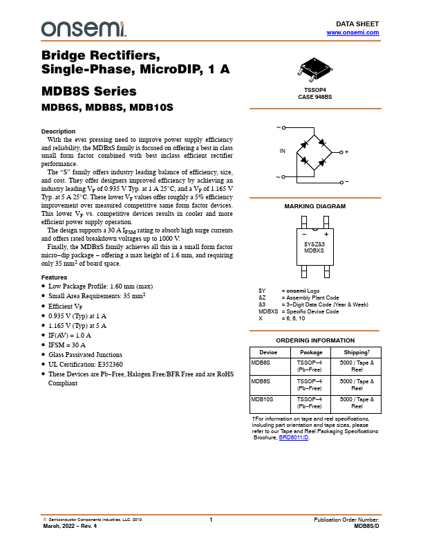MDB8S ON Semiconductor