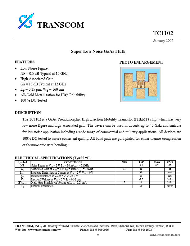 <?=TC1102?> डेटा पत्रक पीडीएफ