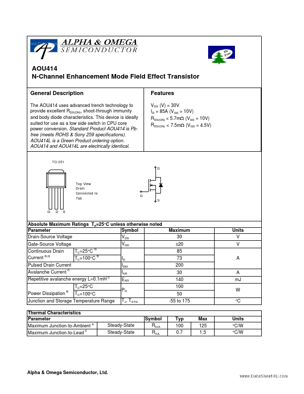 AOU414 Alpha & Omega Semiconductors