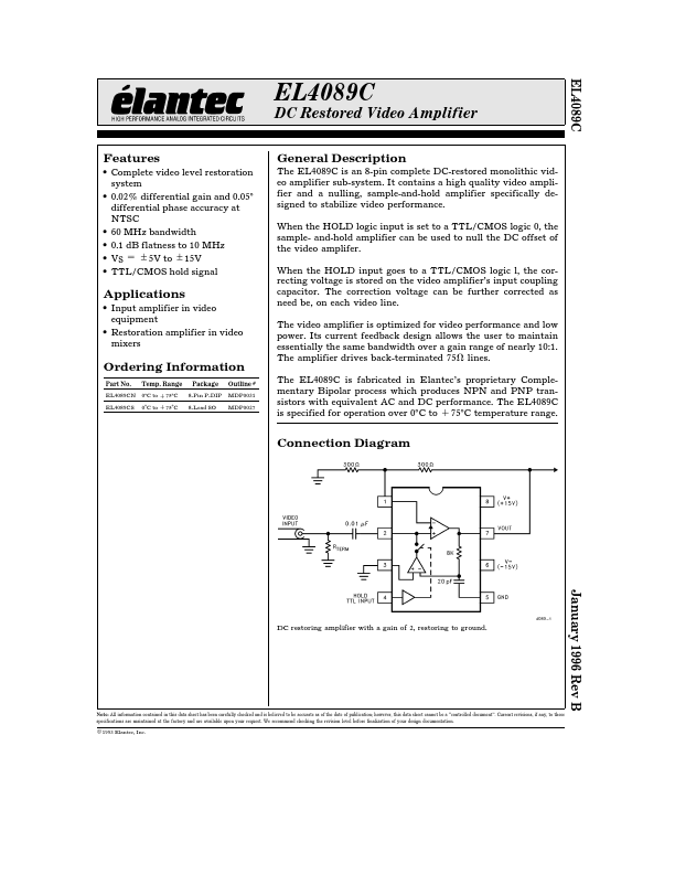 EL4089C Elantec Semiconductor