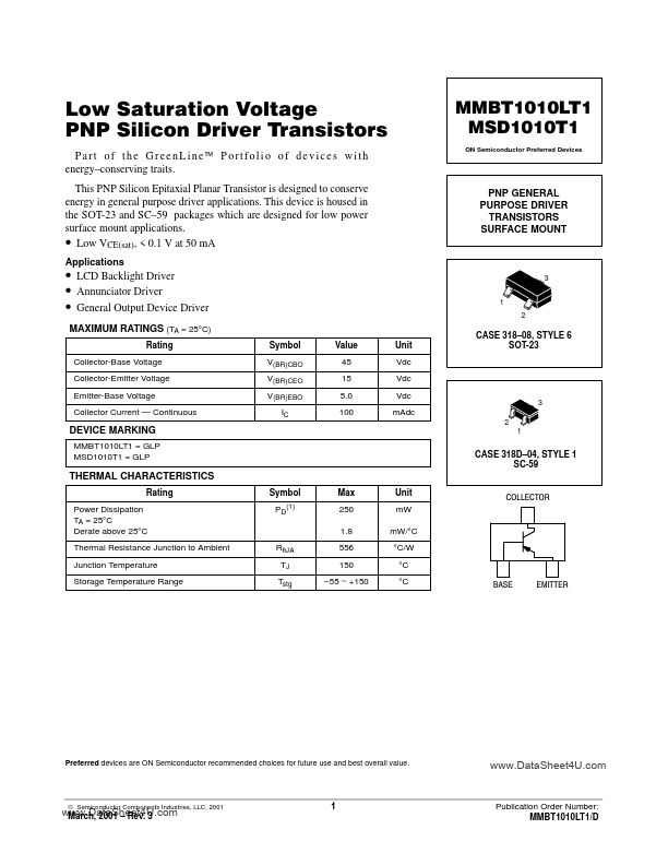 MSD1010T1 ON Semiconductor