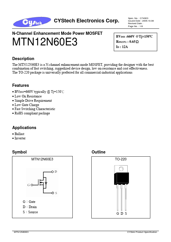 <?=MTN12N60E3?> डेटा पत्रक पीडीएफ