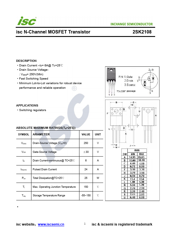 2SK2108 Inchange Semiconductor