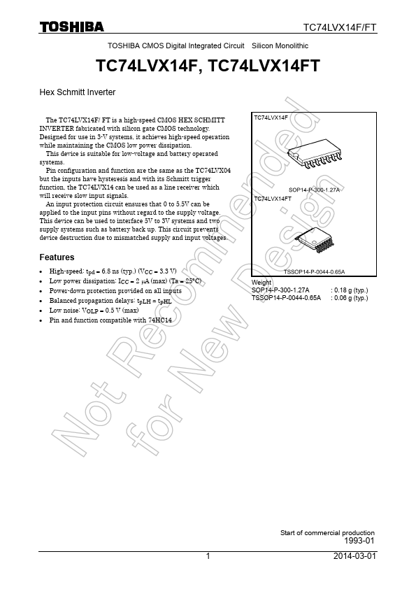 TC74LVX14FT Toshiba Semiconductor