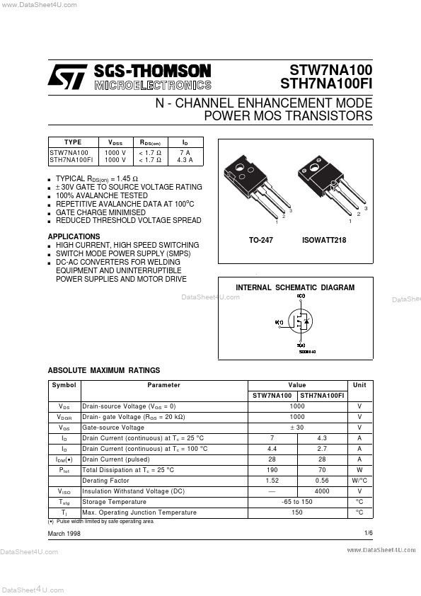 <?=STH7NA100FI?> डेटा पत्रक पीडीएफ