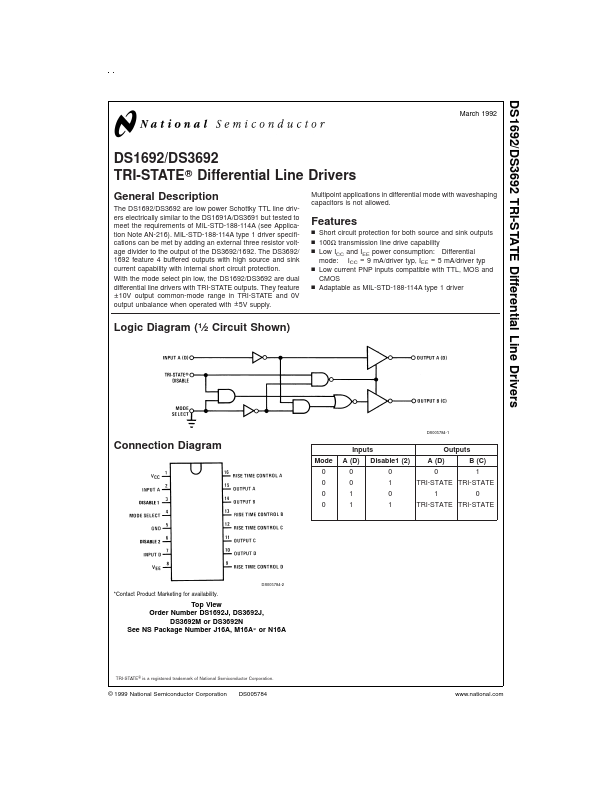 DS3692 National Semiconductor