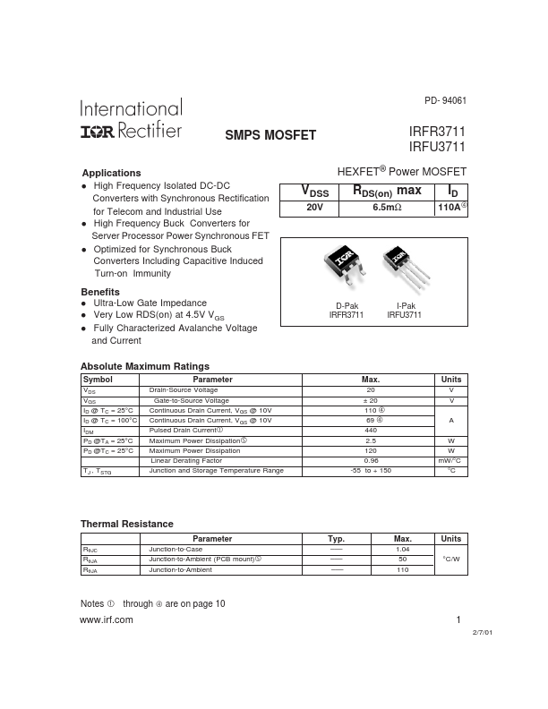 IRFU3711 International Rectifier