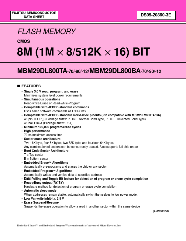 MBM29DL800TA-70