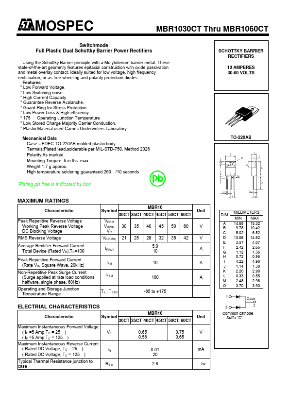 MBR1050CT MOSPEC