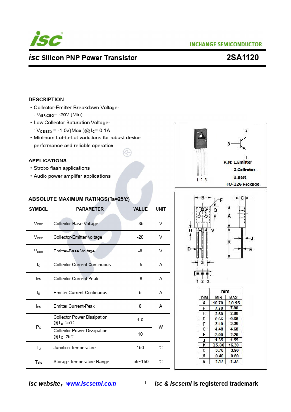 2SA1120 Inchange Semiconductor