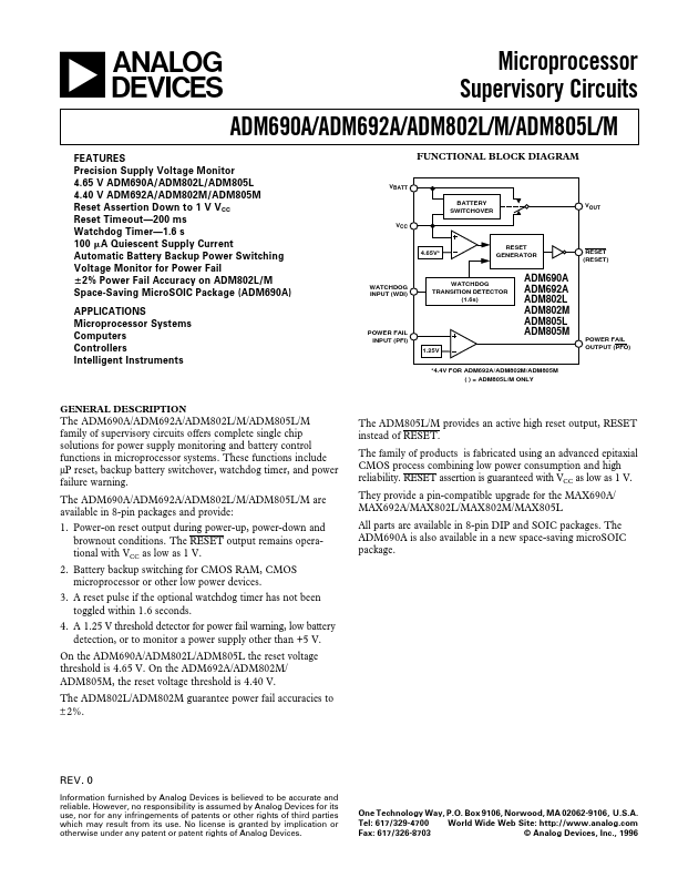 <?=ADM692A?> डेटा पत्रक पीडीएफ