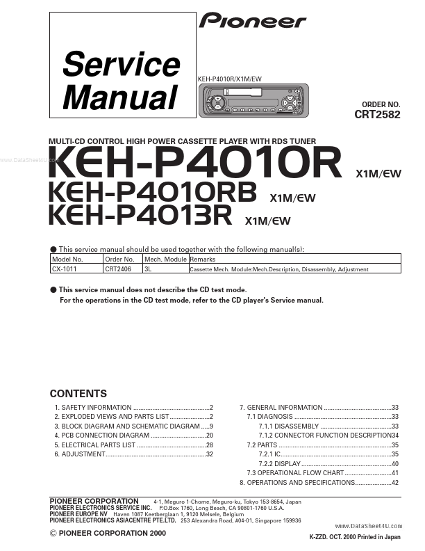 <?=KEH-P4010R?> डेटा पत्रक पीडीएफ