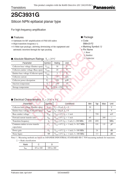 2SC3931G Panasonic