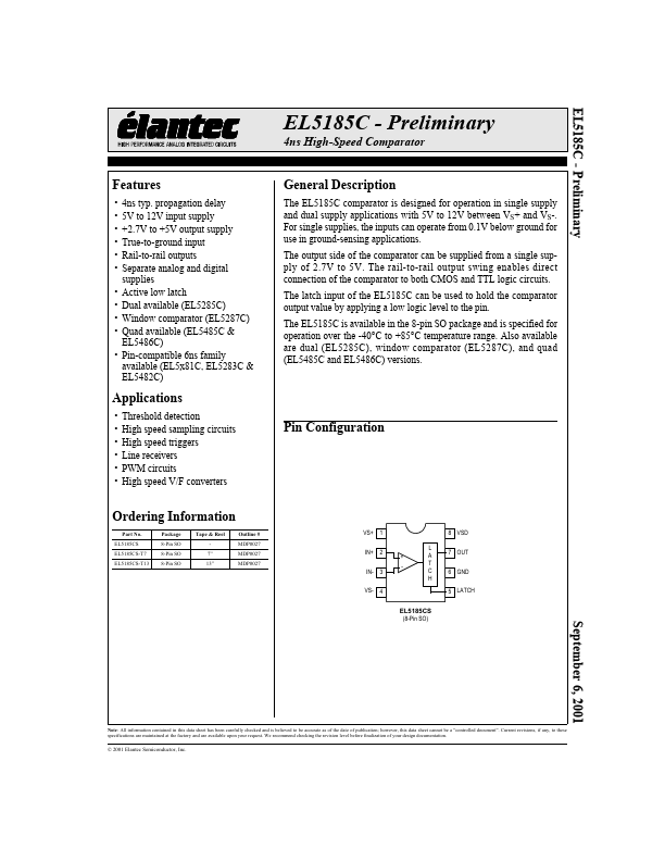 EL5185C Elantec Semiconductor