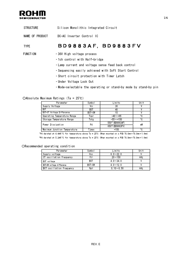 <?=BD9883FV?> डेटा पत्रक पीडीएफ