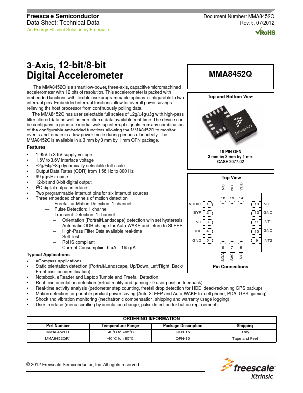 MMA8452Q Freescale Semiconductor