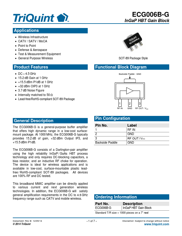ECG006B-G TriQuint Semiconductor