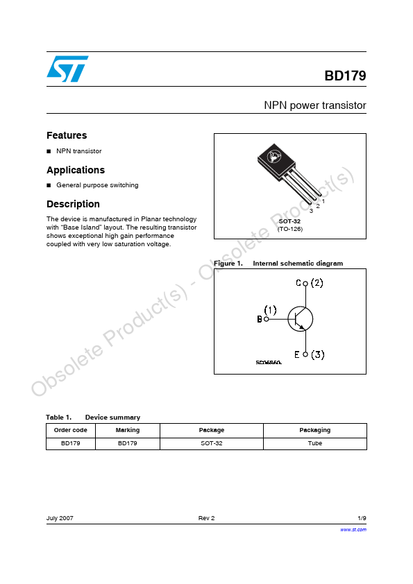 BD179 STMicroelectronics