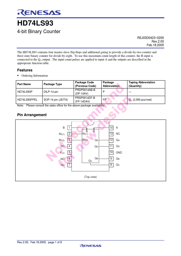 <?=HD74LS93P?> डेटा पत्रक पीडीएफ