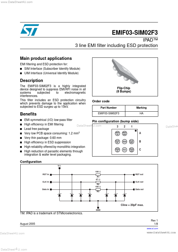 EMIF03-SIM02F3 ST Microelectronics