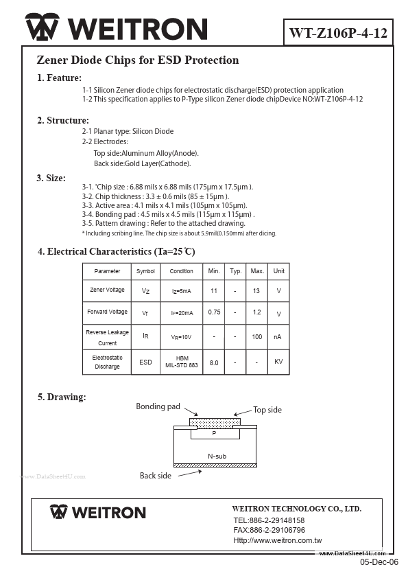 <?=WT-Z106P-4-12?> डेटा पत्रक पीडीएफ