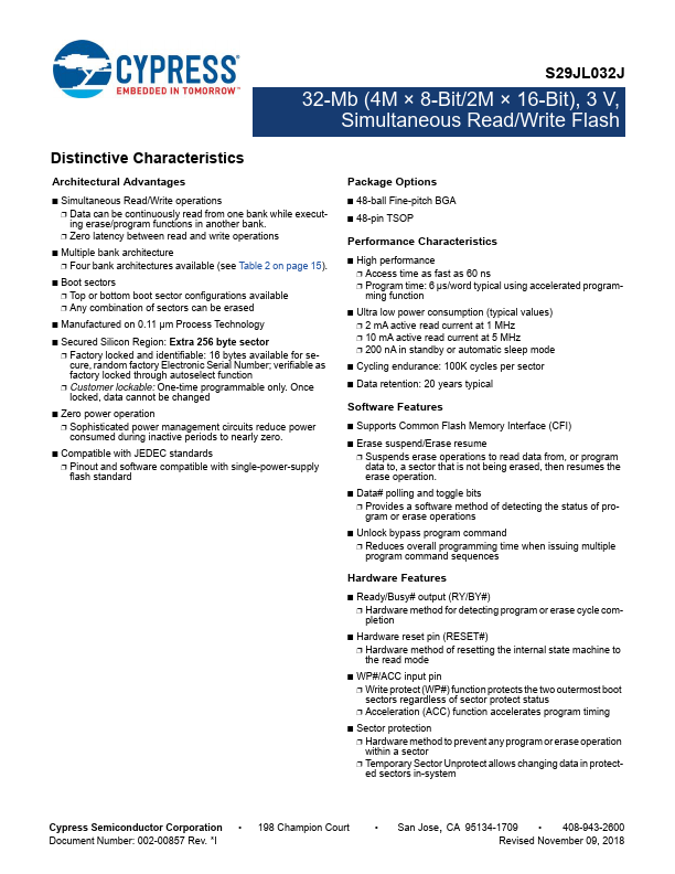 S29JL032J Cypress Semiconductor