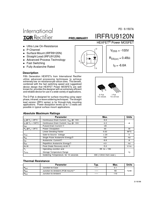 IRFU9120N International Rectifier