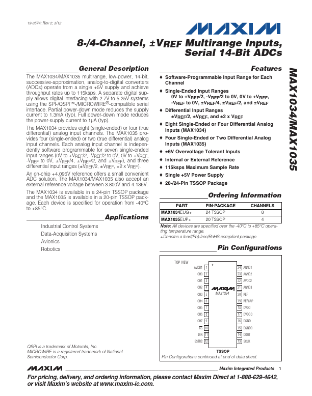 MAX1034 Maxim Integrated Products