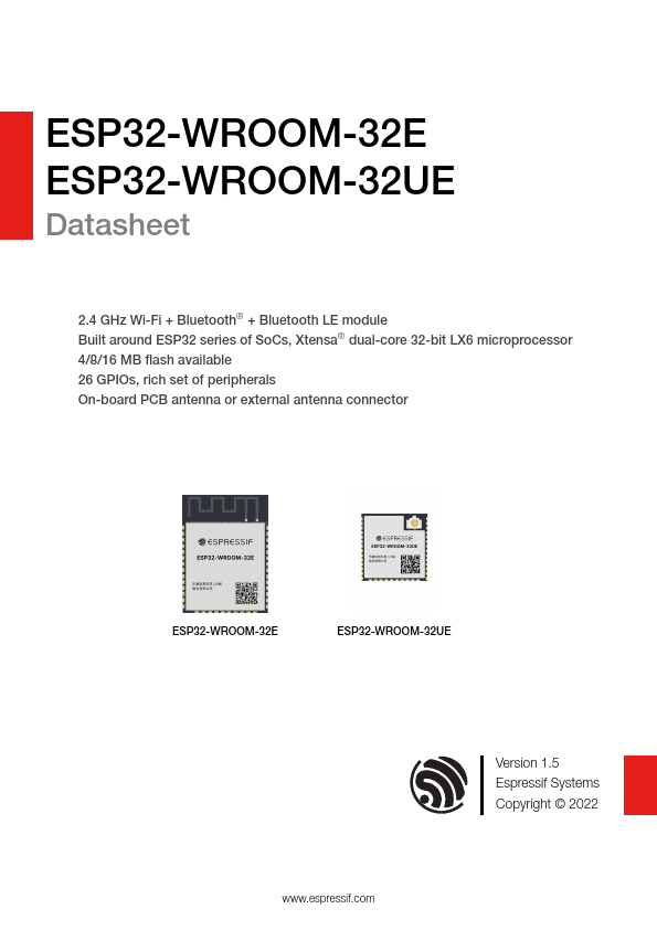 <?=ESP32-WROOM-32E?> डेटा पत्रक पीडीएफ
