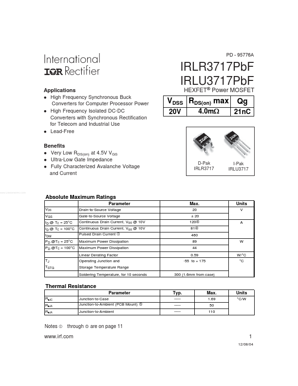 IRLR3717PBF International Rectifier