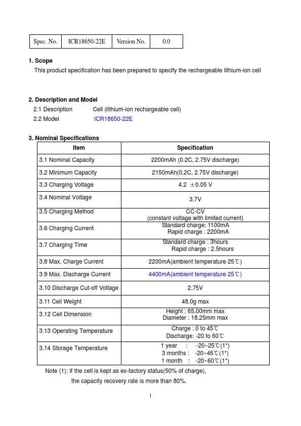 ICR18650-22E