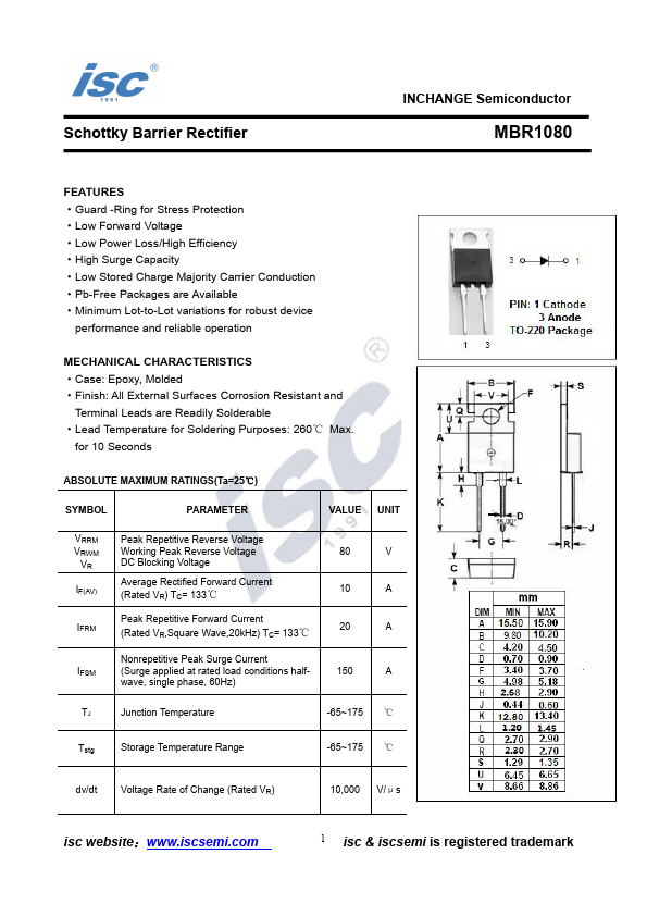 MBR1080 Inchange Semiconductor