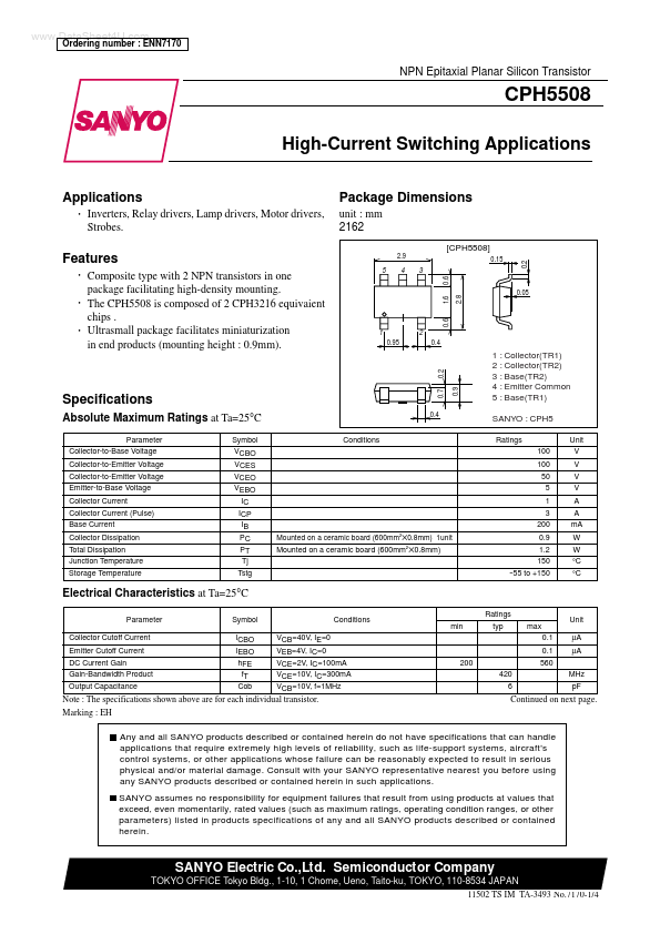 CPH5508 Sanyo Semicon Device