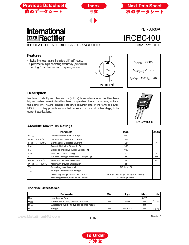 IRGBC40U International Rectifier