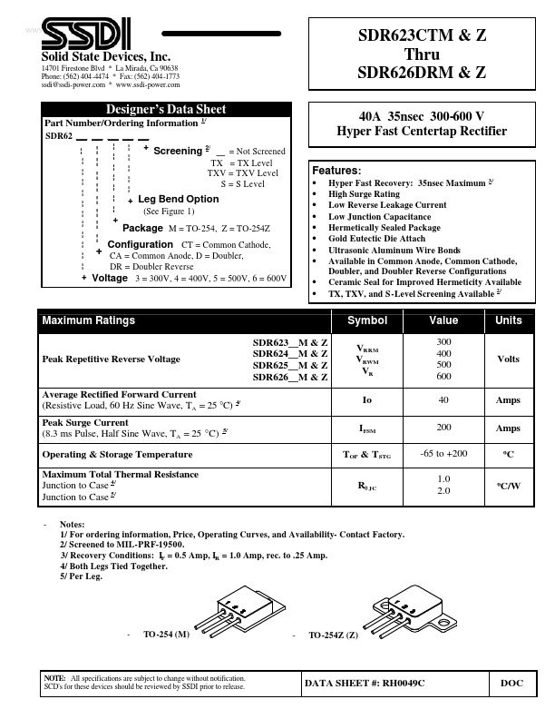 SDR626DRZ SSDI