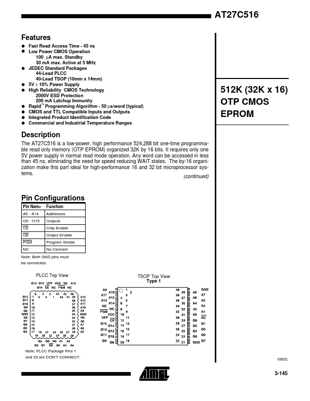 AT27C516 ATMEL Corporation