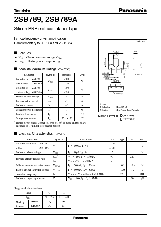 2SB789 Panasonic Semiconductor