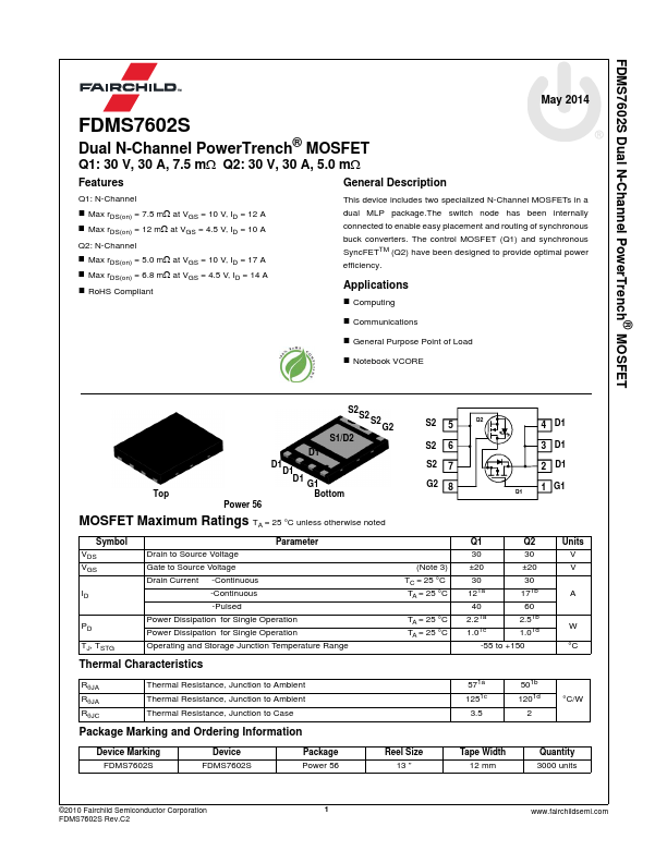 <?=FDMS7602S?> डेटा पत्रक पीडीएफ